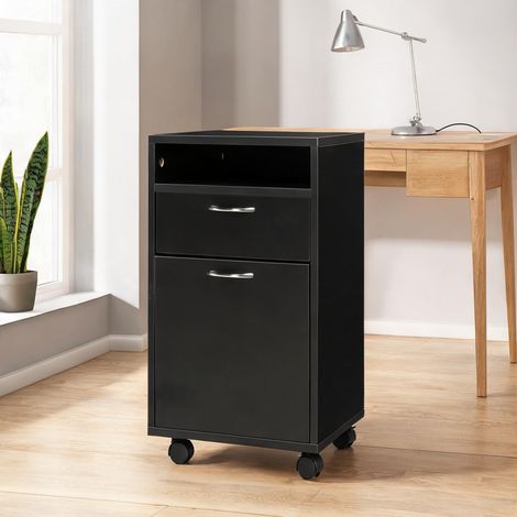Meuble de rangement de bureau noir en bois 40 x 35 x 60 cm (1/5)