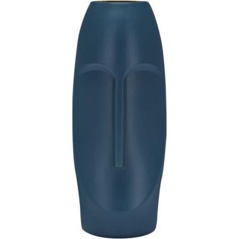 1 Vase PE Forme Visage Abstrait Matériau Écologique Décoration Salon Chambre Bureau Bleu Marine 24x8cm (1/3)