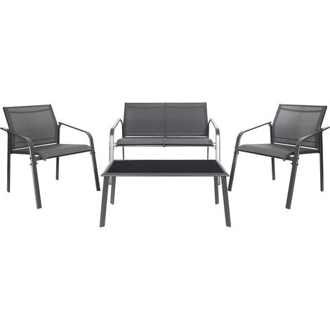 TAHIA - Salon de Jardin 4 Pièces Gris Anthracite (1/5)