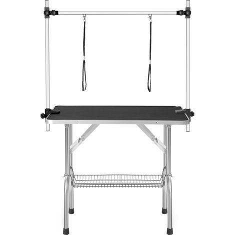 Table de toilettage professionnelle pliable en acier inoxydable noir 117 x 60 x 76 cm (1/5)