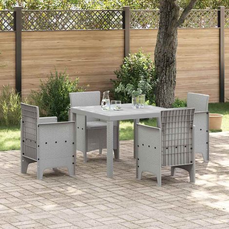 vidaXL Ensemble de salle à manger pour jardin 5 pc Gris clair (1/5)