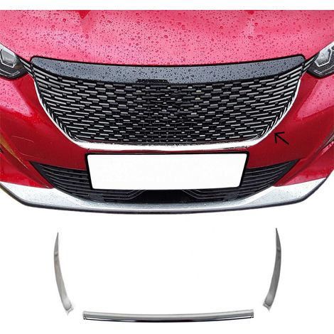 Moulure de Grille de Calandre Compatible avec Peugeot 2008 II 2019-2023 Pre-FL, Garniture Baguette de Calandre en Acier Inoxydable Argent (1/5)