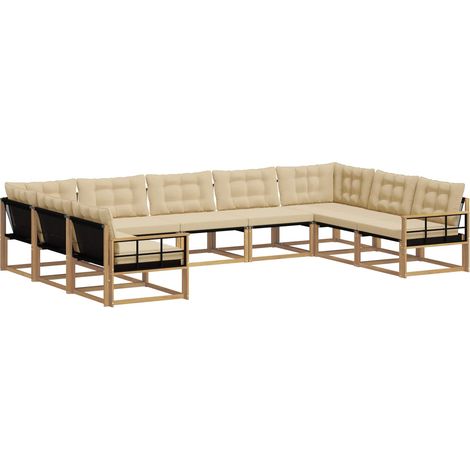 Conjunto de sofás de exterior 9 uds. 9 plaza y Beige vidaXL (1/5)