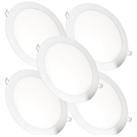 LED SPOT encastrer rond 18W = 120W 3000K/4200K/6000K blanc Ø224x13 /tr 205mm 220V 1440lum,(6000K) lot de 5 (1/5)