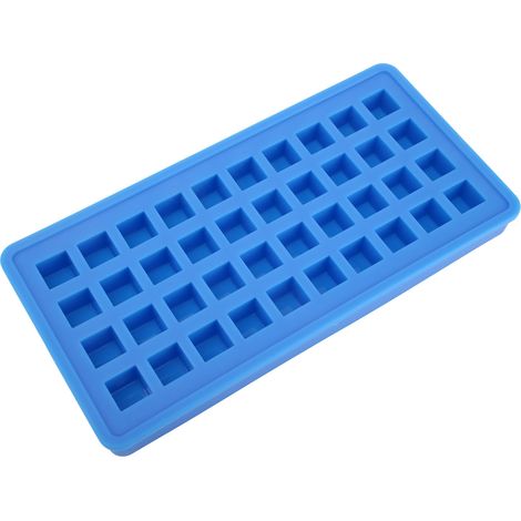 Bac à glaçons en silicone 40 cases, moule carré pour glaçons, accessoire de cuisine DIY bleu ciel (1/5)