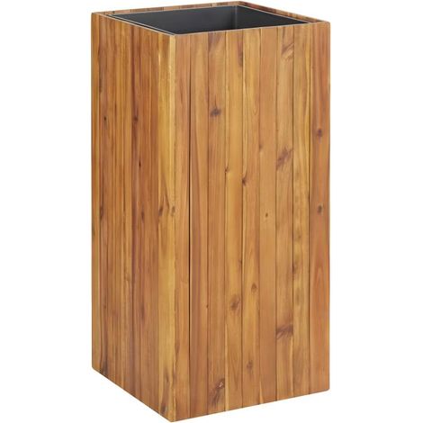 Jardinière lit surélevé plantes fleurs jardin 43,5 x 43,5 x 90 cm bois massif d'acacia (1/5)