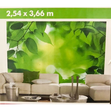 DECORAZIONE A MURO 254X392CM FOGLIE VERDI
