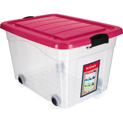 KADAX Kunststoffbehälter mit Rollen, Aufbewahrungsbox aus Kunststoff 60L (1/4)