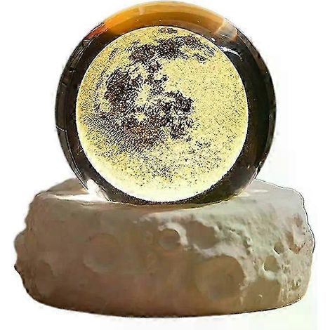 Veilleuse boule de cristal gravée au laser, cadeau d'anniversaire, socle en bois, décoration de bureau avec sphère en verre et port USB (1/4)