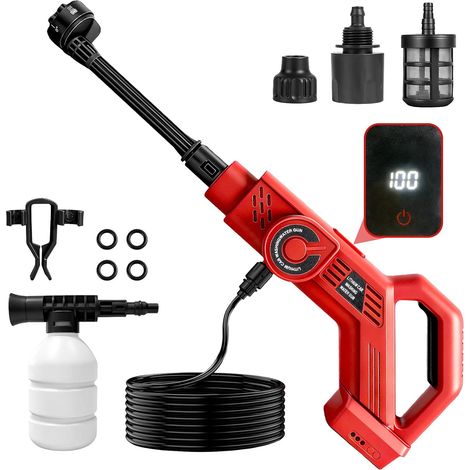 Nettoyeur Haute Pression sans Fil 80 Bar, Compatible avec 18V Sans Batterie Fournie, Buse 6 en 1 Débit 6 L/min, Moteur sans Balais, Idéal pour Lavage Voiture et Nettoyage Extérieur (1/5)