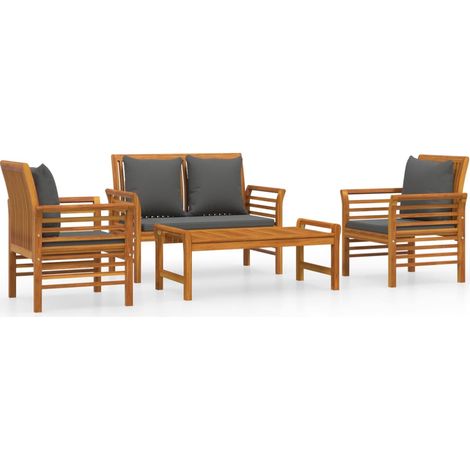 Maison Exclusive - Set Salotto da Giardino 4pz con Cuscini Legno Massello Acacia (1/5)