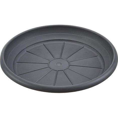 Soucoupe en Plastique - 1 Pièce - Gris Métallisé - Résistante aux UV et au Gel - Pour Jardin et Balcon - Diamètre 30 cm (1/4)