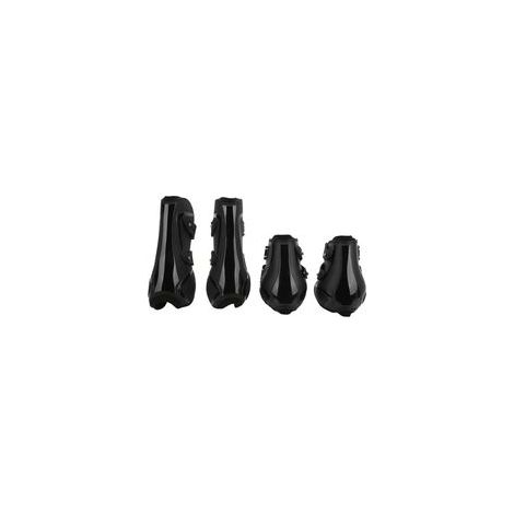 4 pièces de protection de jambe de cheval, coque en PU, bottes avant et arrière respirantes pour toutes les conditions météorologiques, noir L