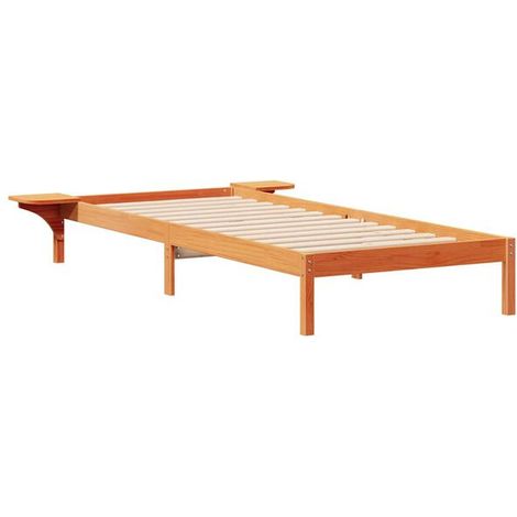 Cadre de lit avec table de chevet, marron ciré, 80 x 210 cm (1/5)