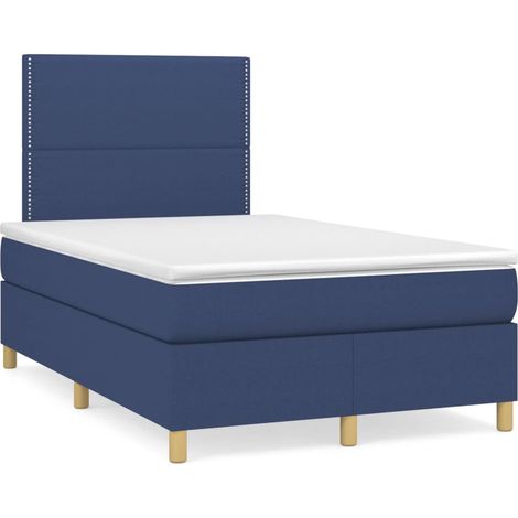 Sommier à lattes de lit matelas et LED bleu 120x190 tissu (1/5)