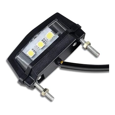 Éclairage de plaque d’immatriculation moto LED 12V universel feu arrière blanc à 3 pour scooter quad et ATV étanche basse consommation montage facile par boulon (1/5)