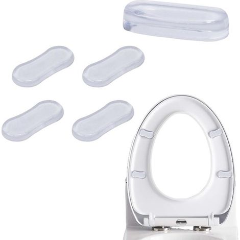 Set di ammortizzatori per sedile del WC, 5 pezzi, ammortizzatori per sedili del WC, protezione per sedile del WC in silicone, trasparente, tampone in gomma autoadesivo fonoassorbente per il sedile del (1/5)