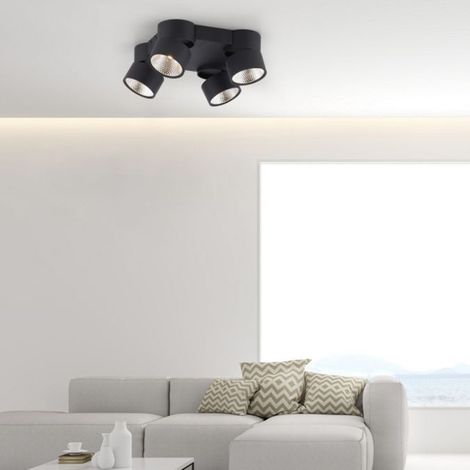 Plafonnier 4 Spots Nola Noir Led Puissant Et Dimmable (1/5)