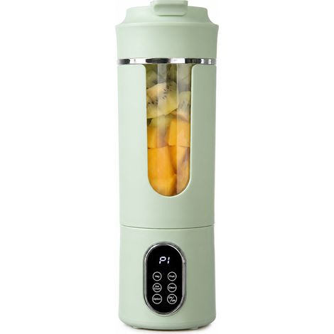 Blender Portable Rechargeable pour Jus et Glace Pilée, 12 Lames, 7,4 V, Double Batterie 1300 mAh, Vert, Version Anglaise (1/5)