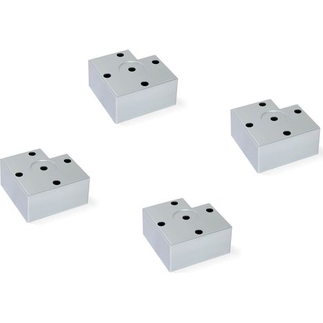 Emuca Lote de 4 pies para muebles Alumix 7, altura 45mm, Plástico, Pintado aluminio