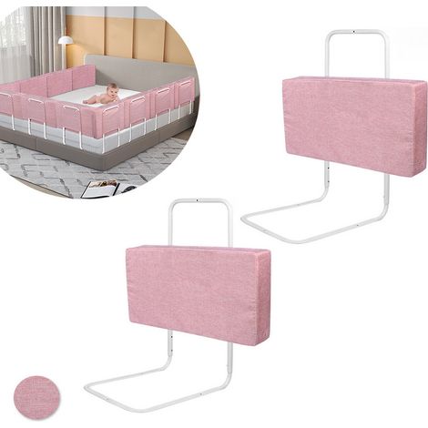 AUFUN Barrière de sécurité pour lit bébé,réglable en Hauteur avec 5 Trous,Protection Contre Les Chutes,barrière de sécurité pour Enfant (60mx2,Rose)