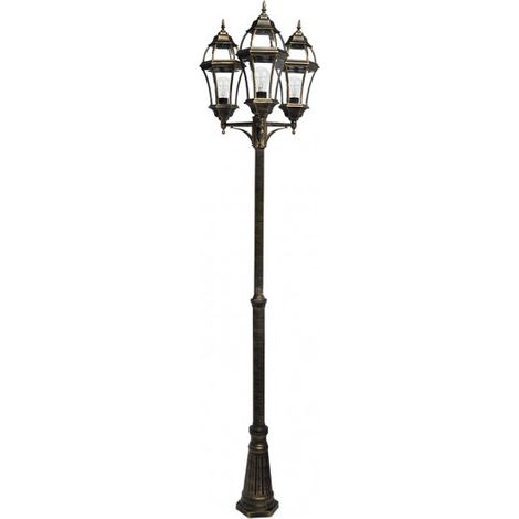 Straßenlampe Aluminium becrux 3xe27 schwarz/gold   234x60x60x60 cm höhenverstellbar ip44
