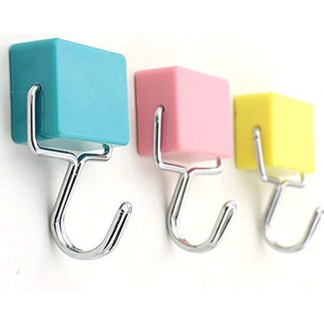 Crochet Magnetique - 30 kg - Bloc Magnetique avec Crochet Pivotant - Pour Cuisine Bureau Appartement - Lot de 3