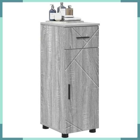 Meuble de salle de bain - 883330 - Gris Sonoma - Avec tiroir et 2 portes - 30x35x80 cm (1/5)