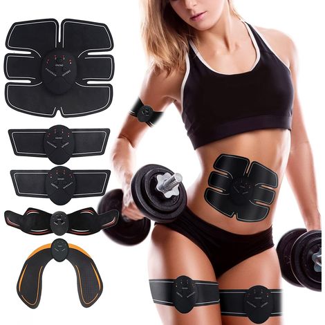 Electrostimulateur Musculaire, Ceinture Abdominale Electrostimulation, EMS Stimulateur Appareil pour Tout Le Corps, 6 Modes 10 Intensités, Renforcer Les Abdomen/Bras/Jambes/Fesses