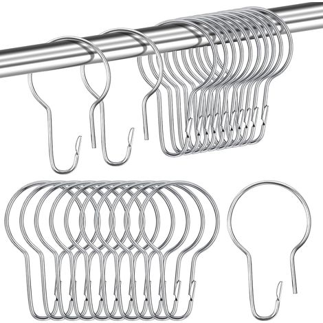 Lot de 24 Crochet Rideau Acier Inoxydable 70x40mm Argenté Pour Salle De Bain Et Rangement (1/5)