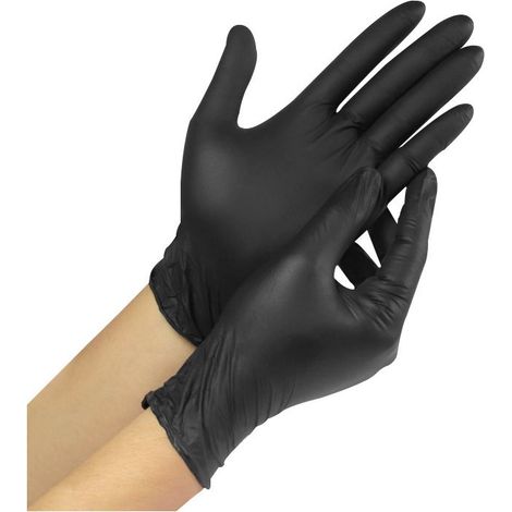 Einmalhandschuhe Latexfreie, Schwarz Nitrilhandschuhe Puderfrei, Chemikalien-Schutzhandschuhe, Mechaniker Handschuhe, Schwarze Handschuhe L (100 Stück)