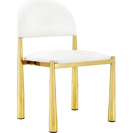 CHICFURN Set de 2 sillas de comedor modernas, tapizadas en cuero regenerado blanco con respaldo semicircular, patas de metal y estilo elegante para cocina y salón (1/5)
