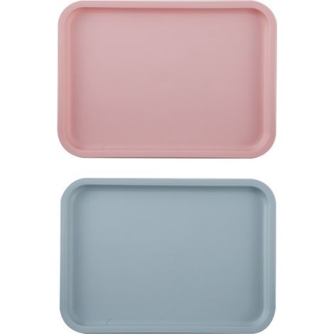Tray - Rectangular Food Tray - 24.8 x 17.8 cm - Stackable - For Kindergarten Fruit Dessert Salad Service - Set Of 2 (1/4)