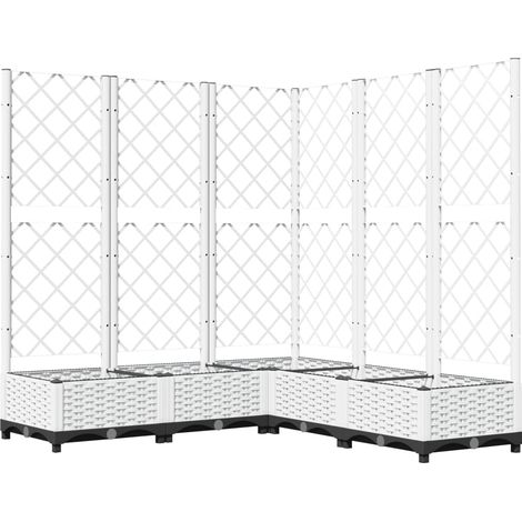 Vidaxl – Jardinière avec treillis blanc 120x120x121,5 cm – Polypropylène résistant aux chocs – Support pour plantes grimpantes – Idéal pour patios et terrasses