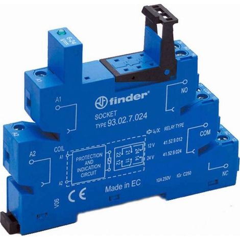 Finder 93.02.7.024 Zoccolo per relè con LED, con circuito di soppressione EMC Finder 41.52, Finder 41.61 1 pz. (1/3)