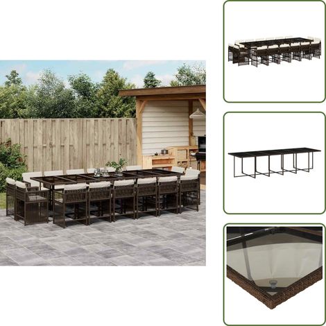Cojines para sillas - vidaXL Set de muebles jardín 17 pzas y cojines ratán sintético marrón - Ratán sintético
