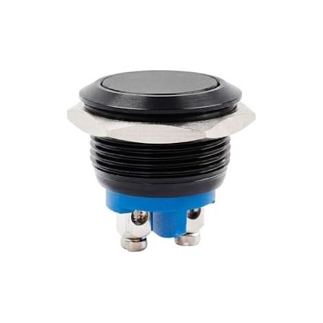 Button 19 mm 12-250V Metal Terminal 1NO SPST Black Shell Push Switch Car Motorcycle Boat Industrial
