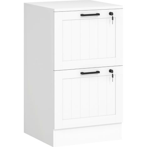 Lockable 2 Drawer Filing Cabinet for Office Storage,Adjustable Hanging Bars for A4 Letter Files,Stylish White Design