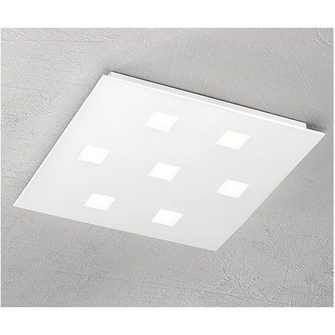 Plafonnier Carré en Métal Blanc, Design Moderne 7 Lumières GX53, Éclairage Intérieur Élégant et Minimal, 59,5x59,5 cm - Perenz, Haute Qualité
