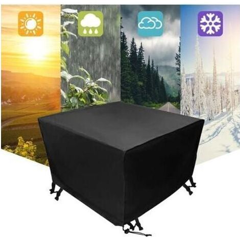 Housse pour mobilier de jardin 210D Oxford Tissu Imperméable 120x120x74cm Noir (1/4)