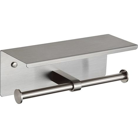 Toilettenpapierhalter mit Ablage in gebürstetem Nickel mit Doppelkopf aus Edelstahl 304 für das Badezimmer