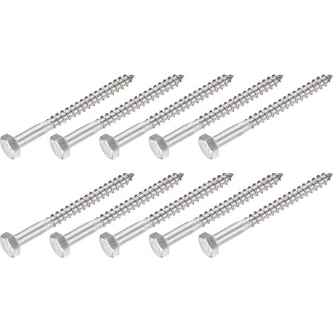 10pcs Hex Tirefond Vis M6x70mm 304 Inox Acier pour Ménage (1/5)