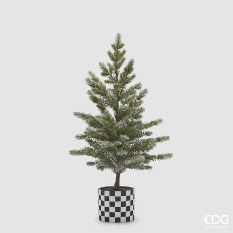 EDG, ALBERO DI PINO CON VASO A SCACCHI, H78, VERDE, NATALE, DECORAZIONI DI NATALE (1/3)
