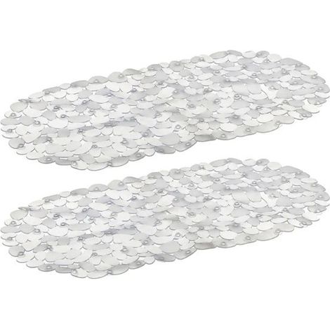 Tapis de salle de bain - JUANIO - 67 x 34 cm - Lot de 2 - PVC transparent - Anti-dérapant (1/3)