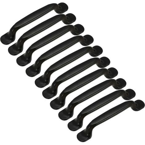 Poignées de meuble noir, tirettes pour porte d'armoire et tiroir de cuisine, lot de 10 poignées bleu clair, taille L, finition mat noir, modèle Zheng Banqiao 128 (1/3)