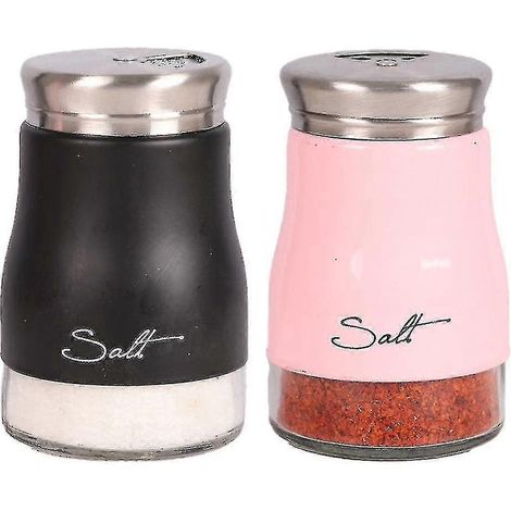 Ensemble de salière et poivrière, Décoration de cuisine, Ensemble de salière et poivrière en verre, Jolie salière - 26-pink black (1/5)