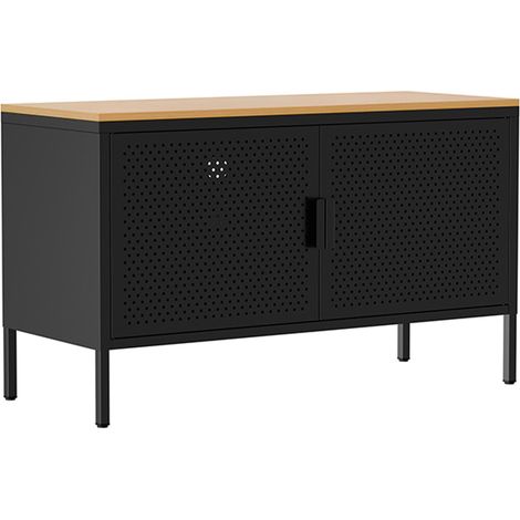 Buffet moderne 2 portes L100 cm en métal noir (1/5)