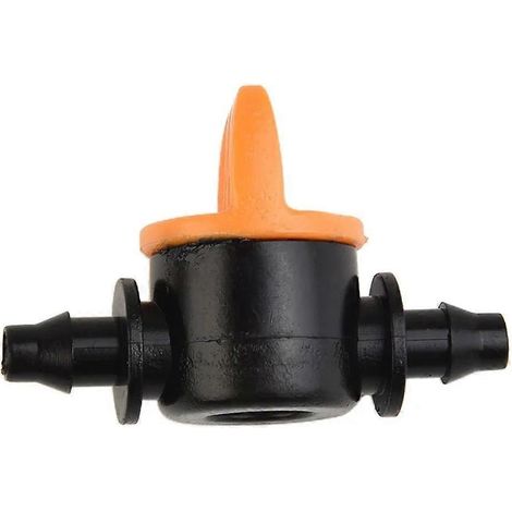 Lot de 100 mini-vannes pour tuyau d'irrigation de 4/7 mm, raccord cannelé, vanne de contrôle du débit d'eau, accessoires de raccordement pour l'arrosage de jardin (1/5)