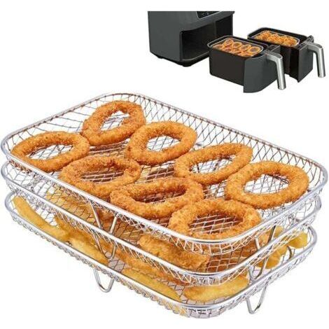 Grille pour Friteuse à air Multifonction Trois Couche Empilable Compatible avec la NINJA Friteuse Sans Huile Dual Zone Foodi [AF400EU]/[AF300EU], Accessoire pour Air Fryer (1/4)