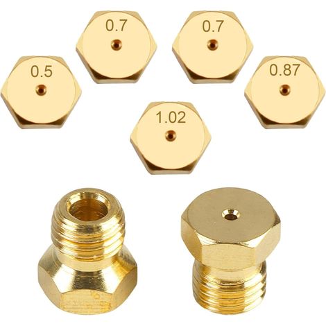 LOT 5 GICLEUR BUSES UNIVERSELLES CONVERSION BOUTEILLE BOMBONNE GPL GAZ BUTANE Ø6MB 0.5 0.7 0.7 0.87 1.02 BRULEUR CUISINIÈRE PLAQUE DE CUISSON (1/5)
